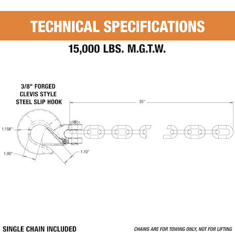 Individually Packaged BSC3835 - 3/8x35 Inch Class 4 Trailer Safety Chain