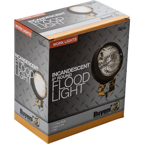 Load image into Gallery viewer, 5 Inch Clear Round Incandescent Flood Light - Black Housing

