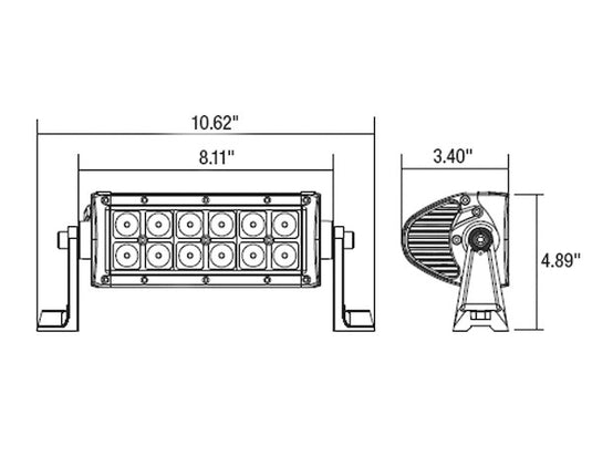 8 Inch 3240 Lumen LED Clear Combination Spot-Flood Light Bar