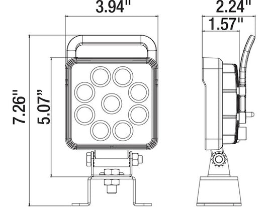 4 Inch Square LED Flood Light with Switch and Handle