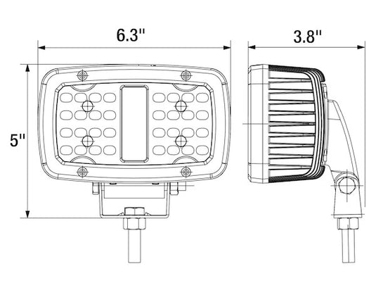 6.5 Inch Ultra Bright Rectangular 36 LED Floodlight