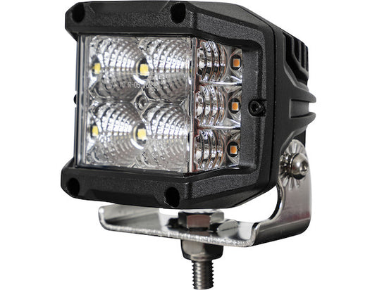 4 Inch Wide LED Flood Light with Strobe - Square Lens