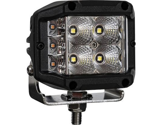 4 Inch Wide LED Flood Light with Strobe - Square Lens
