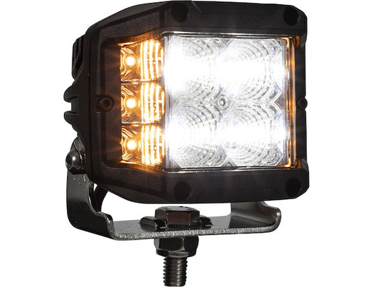 4 Inch Wide LED Flood Light with Strobe - Square Lens