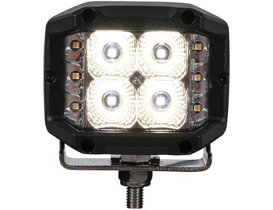 4 Inch Wide LED Flood Light with Strobe - Square Lens