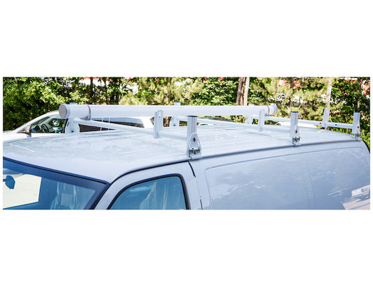 White Van Ladder Rack Set - 2 Bars And 2 Clamps