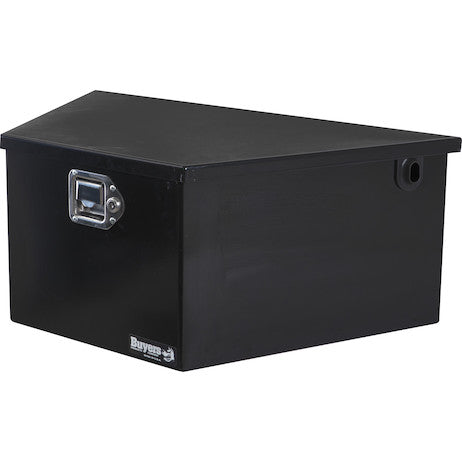 Load image into Gallery viewer, 31 Inch Wide Gloss Black Powder Coated Steel Dump Trailer Pump Box For A-Frame Trailers
