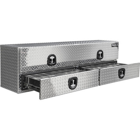 Load image into Gallery viewer, 21x18x72 Inch Diamond Tread Aluminum Heavy-Duty Flatbed Contractor With Lower Drawers
