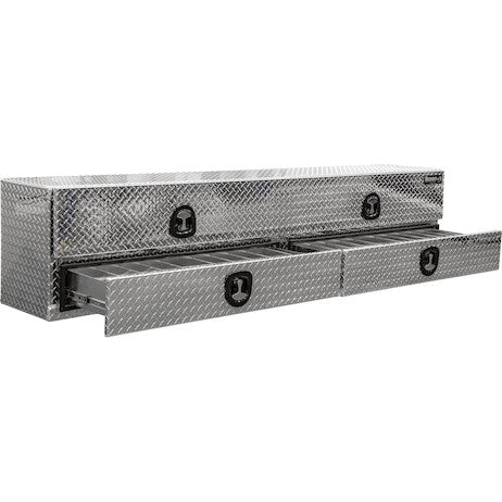 Load image into Gallery viewer, 21x18x96 Inch Diamond Tread Aluminum Heavy-Duty Flatbed Contractor With Lower Drawers
