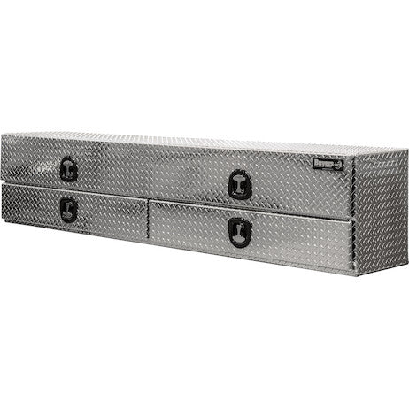 21x18x96 Inch Diamond Tread Aluminum Heavy-Duty Flatbed Contractor With Lower Drawers
