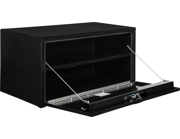 Load image into Gallery viewer, 18x18x36 Inch Black Steel Underbody Truck Box with Built-In Shelf - 3-point Latch
