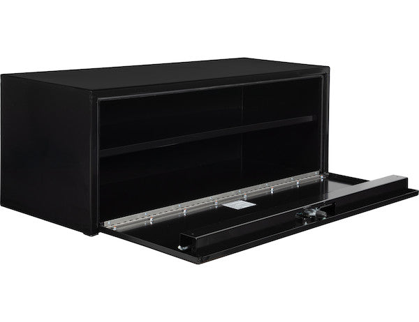Load image into Gallery viewer, 18x18x48 Inch Black Steel Underbody Truck Box with Built-In Shelf - 3-point Latch
