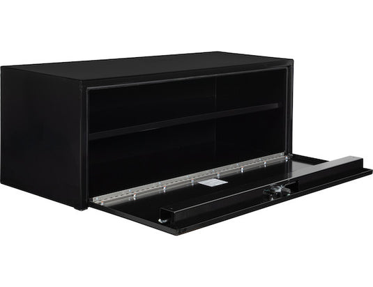 18x18x48 Inch Black Steel Underbody Truck Box with Built-In Shelf - 3-point Latch