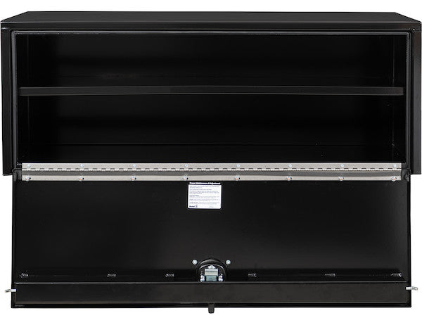 Load image into Gallery viewer, 18x18x48 Inch Black Steel Underbody Truck Box with Built-In Shelf - 3-point Latch
