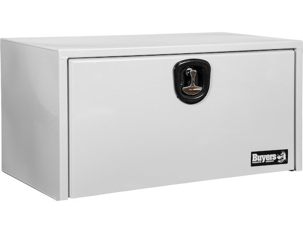 Load image into Gallery viewer, 18x18x48 Inch White Steel Underbody Truck Box with Built-in Shelf - 3-Point Latch
