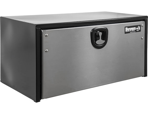 Load image into Gallery viewer, BLACK STEEL UNDERBODY TRUCK TOOL BOX WITH STAINLESS STEEL DOOR SERIES
