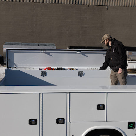 Load image into Gallery viewer, 20x108 Heavy-Duty Gloss White Steel Top Mount Service Body Truck Tool Box
