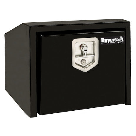 Load image into Gallery viewer, 14/10.5x12x30 Inch Black Steel Underbody Truck Box With Slanted Back
