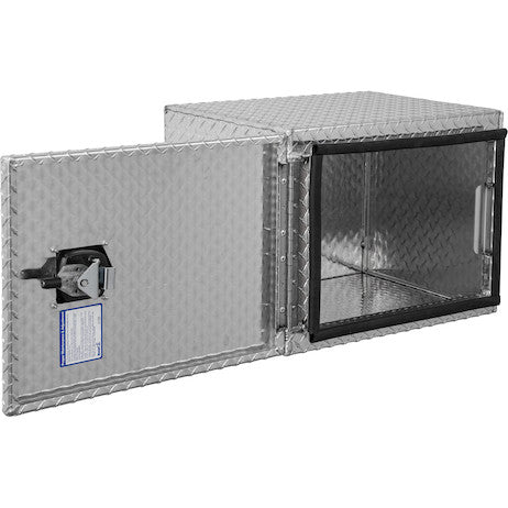 18x18x24 Inch Diamond Tread Aluminum Underbody Truck Box - Single Barn Door, Compression Latch