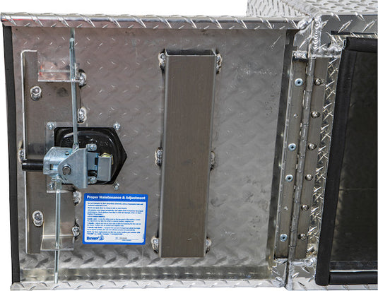18x18x60 Inch Diamond Tread Aluminum Underbody Truck Box - Double Barn Door, 3-Point Compression Latch