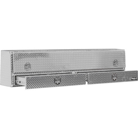 Load image into Gallery viewer, 21x13x96 Inch Diamond Tread Aluminum Pick-Up Truck Contractor With Lower Drawers Topsider
