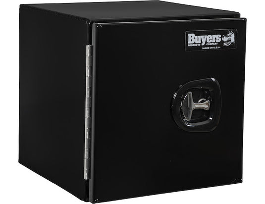 24x24x24 Inch Black Smooth Aluminum Underbody Truck Tool Box - Single Barn Door, Compression Latch