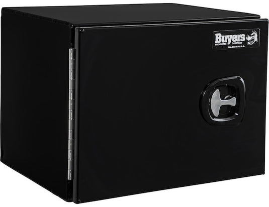 18x18x30 Inch Black Smooth Aluminum Underbody Truck Tool Box - Double Barn Door, 3-Point Compression Latch