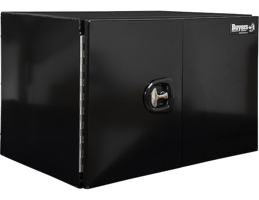 18x18x60 Inch Black Smooth Aluminum Underbody Truck Tool Box - Double Barn Door, 3-Point Compression Latch
