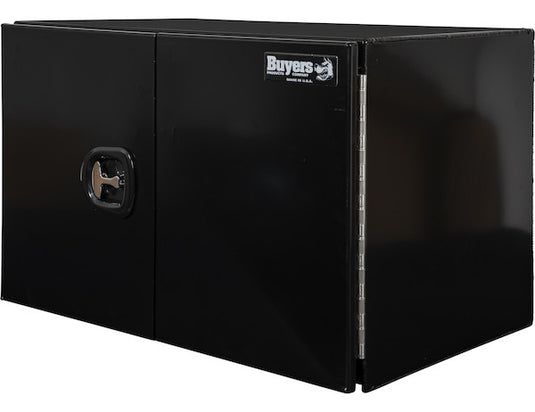 24x24x24 Inch Black Smooth Aluminum Underbody Truck Tool Box - Single Barn Door, Compression Latch