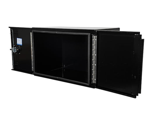 18x18x48 Inch Black Smooth Aluminum Underbody Truck Tool Box - Double Barn Door, 3-Point Compression Latch