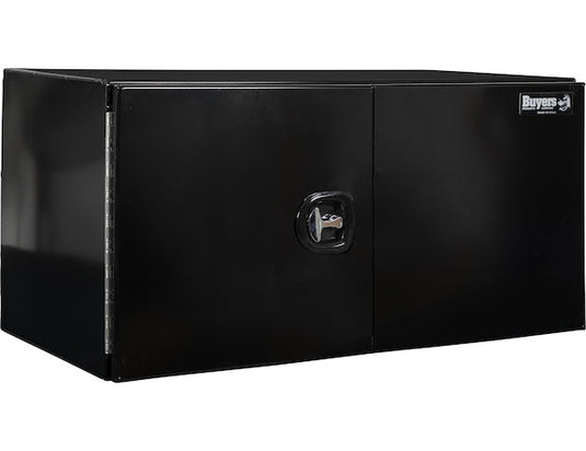 24x24x48 Inch Black Smooth Aluminum Underbody Truck Tool Box - Double Barn Door, 3-Point Compression Latch