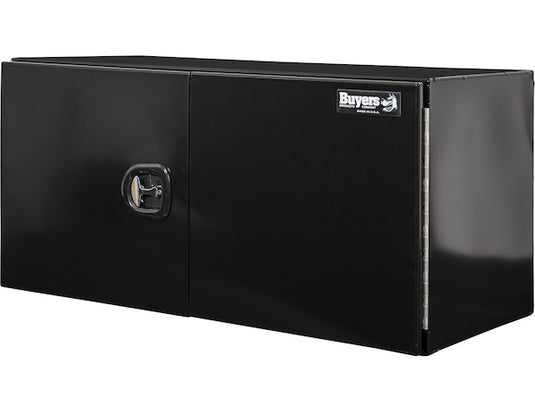 24x24x48 Inch Black Smooth Aluminum Underbody Truck Tool Box - Double Barn Door, 3-Point Compression Latch
