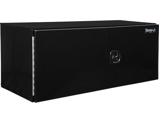 18x18x60 Inch Black Smooth Aluminum Underbody Truck Tool Box - Double Barn Door, 3-Point Compression Latch
