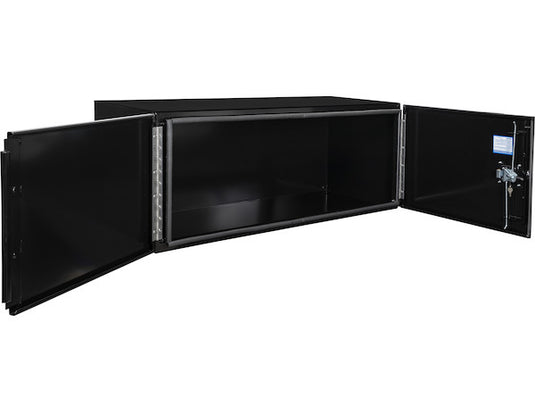 18x18x60 Inch Black Smooth Aluminum Underbody Truck Tool Box - Double Barn Door, 3-Point Compression Latch