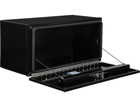 18x18x48 Inch Pro Series Black Smooth Aluminum Underbody Truck Box with Barn Door - Double Barn Door, 3-point Compression Latch