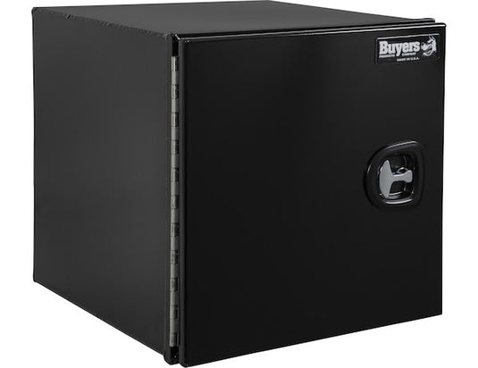 18x18x24 Inch Pro Series Black Smooth Aluminum Underbody Truck Box with Barn Door - Single Barn Door, Compression Latch