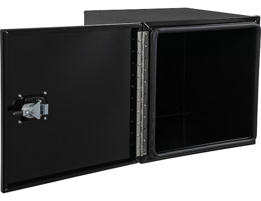 18x18x24 Inch Pro Series Black Smooth Aluminum Underbody Truck Box with Barn Door - Single Barn Door, Compression Latch
