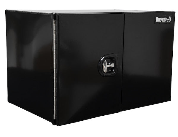 Load image into Gallery viewer, 18x18x48 Inch Pro Series Black Smooth Aluminum Underbody Truck Box with Barn Door - Double Barn Door, 3-point Compression Latch
