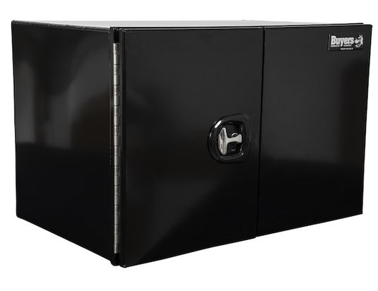 18x18x24 Inch Pro Series Black Smooth Aluminum Underbody Truck Box with Barn Door - Single Barn Door, Compression Latch