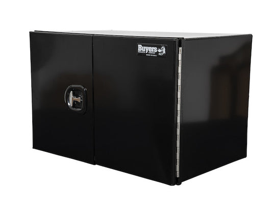 18x18x24 Inch Pro Series Black Smooth Aluminum Underbody Truck Box with Barn Door - Single Barn Door, Compression Latch