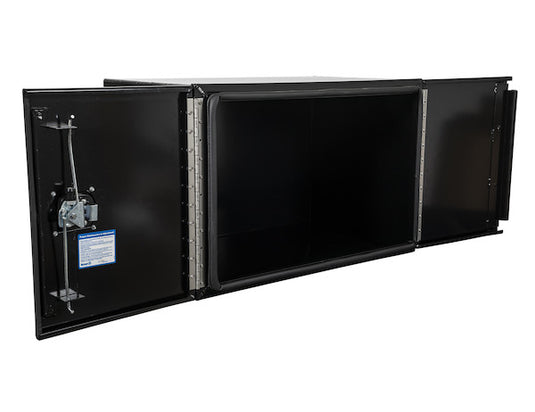 18x18x18 Inch Pro Series Black Smooth Aluminum Underbody Truck Box with Barn Door - Single Barn Door, Compression Latch