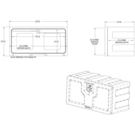 Load image into Gallery viewer, 18x18x36 Inch Black Poly Underbody Truck Box
