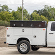 Load image into Gallery viewer, Gloss Black Diamond Tread Aluminum Topsider Truck Tool Box Series With Flip-Up Doors
