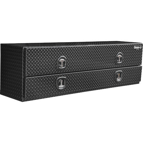 Load image into Gallery viewer, 21x18x72 Inch Gloss Black Diamond Tread Aluminum Flatbed Contractor With Lower Door
