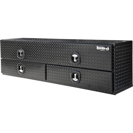 Load image into Gallery viewer, 21x18x72 Inch Gloss Black Diamond Tread Aluminum Heavy-Duty Flatbed Contractor With Lower Drawers
