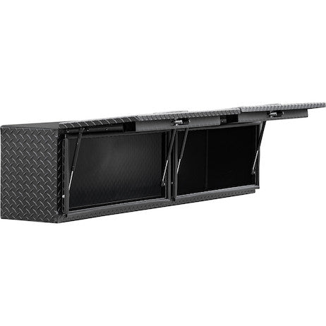 16x13x72 Inch Matte Black Diamond Tread Aluminum Topsider Truck Box with Flip-Up Doors