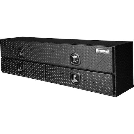 Load image into Gallery viewer, 21x18x72 Inch Textured Matte Black Diamond Tread Aluminum Heavy-Duty Flatbed Contractor With Lower Drawers

