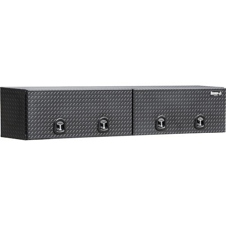 Load image into Gallery viewer, 16x13x72 Inch Matte Black Diamond Tread Aluminum Topsider Truck Box with Flip-Up Doors
