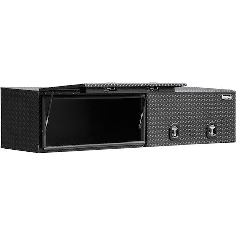 Load image into Gallery viewer, 16x13x72 Inch Matte Black Diamond Tread Aluminum Topsider Truck Box with Flip-Up Doors
