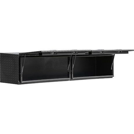 16x13x72 Inch Matte Black Diamond Tread Aluminum Topsider Truck Box with Flip-Up Doors
